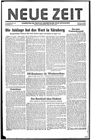 Neue Zeit Online-Archiv vom 27.07.1946