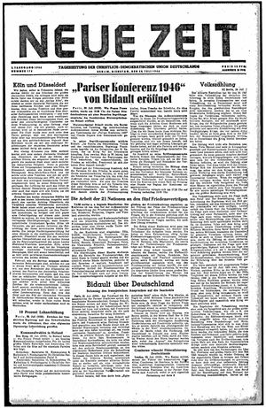 Neue Zeit Online-Archiv vom 30.07.1946