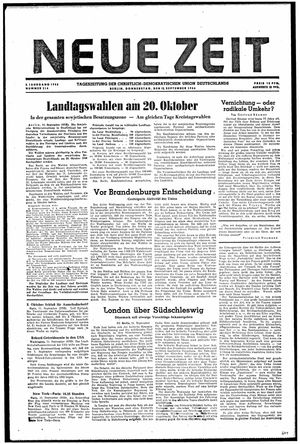 Neue Zeit Online-Archiv vom 12.09.1946