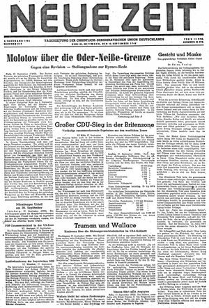 Neue Zeit Online-Archiv vom 18.09.1946
