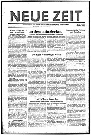 Neue Zeit Online-Archiv vom 26.09.1946