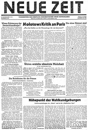 Neue Zeit Online-Archiv vom 15.10.1946