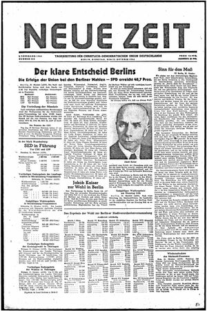 Neue Zeit Online-Archiv vom 22.10.1946