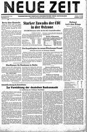 Neue Zeit Online-Archiv on Oct 23, 1946