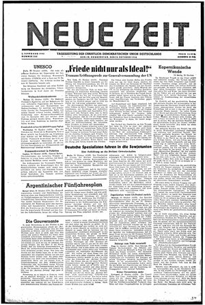 Neue Zeit Online-Archiv vom 24.10.1946