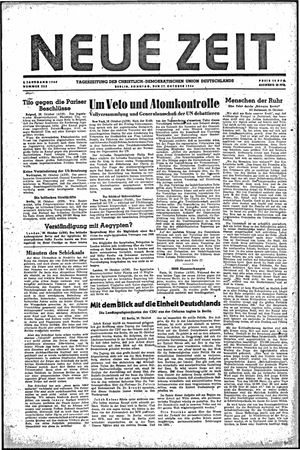 Neue Zeit Online-Archiv vom 27.10.1946