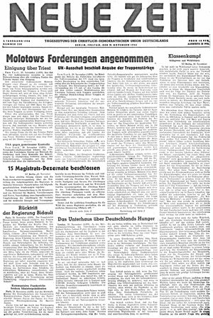 Neue Zeit Online-Archiv vom 29.11.1946