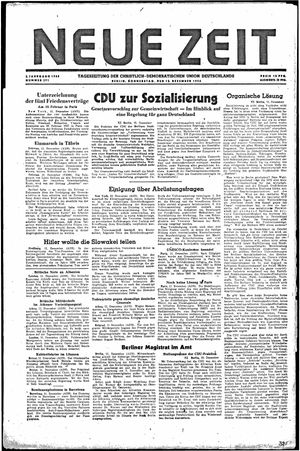 Neue Zeit Online-Archiv vom 12.12.1946
