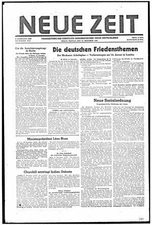 Neue Zeit Online-Archiv vom 13.12.1946