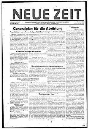 Neue Zeit Online-Archiv vom 14.12.1946