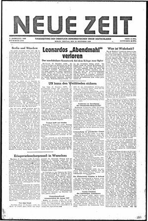 Neue Zeit Online-Archiv vom 20.12.1946