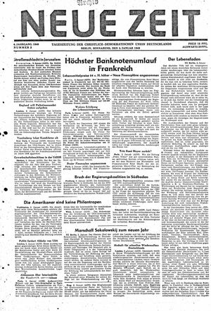 Neue Zeit Online-Archiv vom 03.01.1948