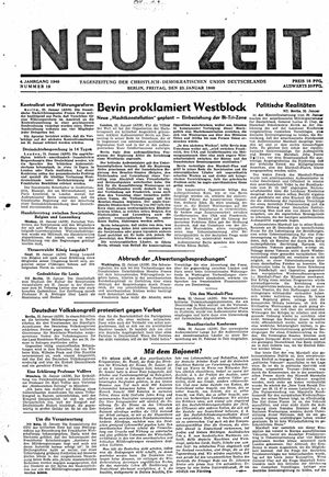 Neue Zeit Online-Archiv vom 23.01.1948