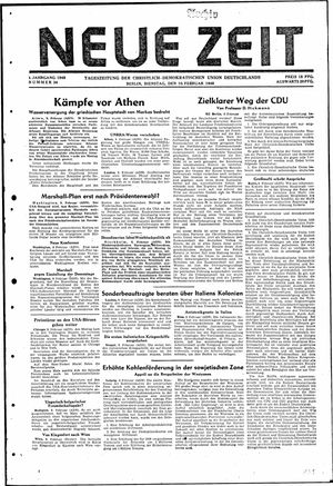 Neue Zeit Online-Archiv vom 10.02.1948