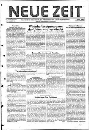 Neue Zeit Online-Archiv vom 17.07.1948