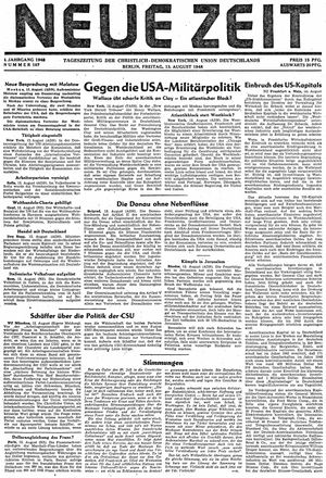 Neue Zeit Online-Archiv vom 13.08.1948