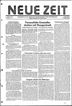 Neue Zeit Online-Archiv vom 22.08.1948