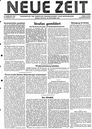 Neue Zeit Online-Archiv vom 24.09.1948