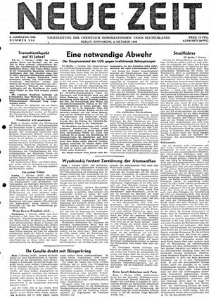 Neue Zeit Online-Archiv vom 02.10.1948