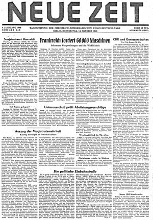 Neue Zeit Online-Archiv vom 14.10.1948