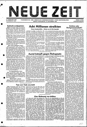Neue Zeit Online-Archiv vom 13.11.1948