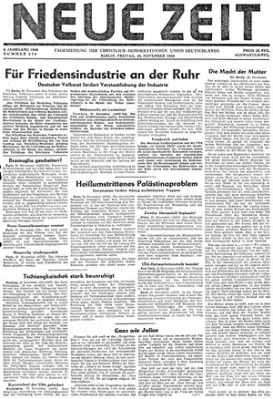 Neue Zeit Online-Archiv vom 26.11.1948