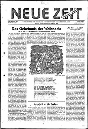 Neue Zeit Online-Archiv vom 25.12.1948