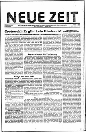Neue Zeit Online-Archiv vom 07.01.1951