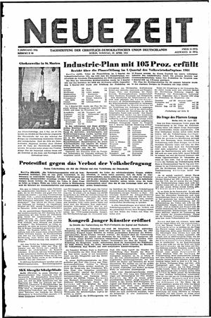 Neue Zeit Online-Archiv vom 29.04.1951