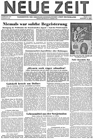 Neue Zeit Online-Archiv vom 22.08.1951