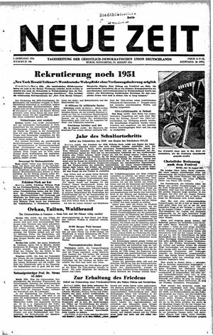 Neue Zeit Online-Archiv vom 25.08.1951
