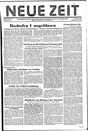 Neue Zeit Online-Archiv vom 20.09.1951