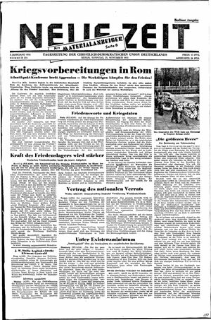 Neue Zeit Online-Archiv vom 25.11.1951