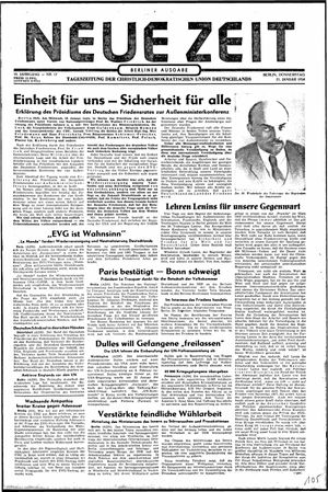 Neue Zeit Online-Archiv vom 21.01.1954