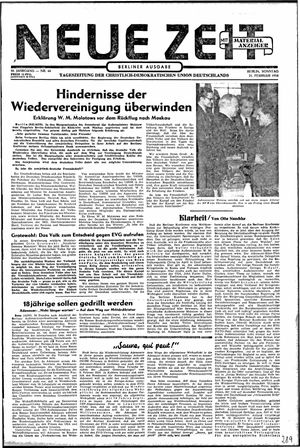 Neue Zeit Online-Archiv vom 21.02.1954