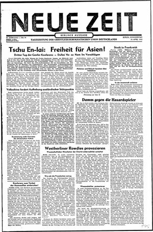 Neue Zeit Online-Archiv vom 29.04.1954