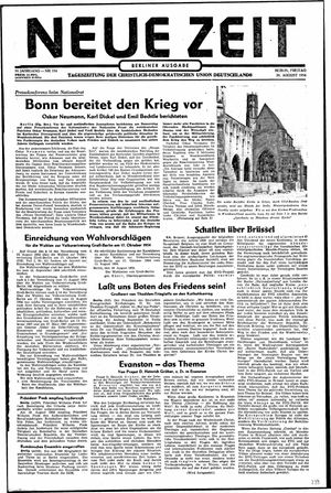 Neue Zeit Online-Archiv vom 20.08.1954