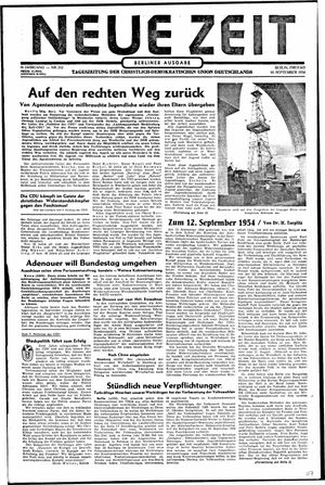 Neue Zeit Online-Archiv vom 10.09.1954