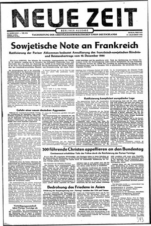 Neue Zeit Online-Archiv vom 17.12.1954