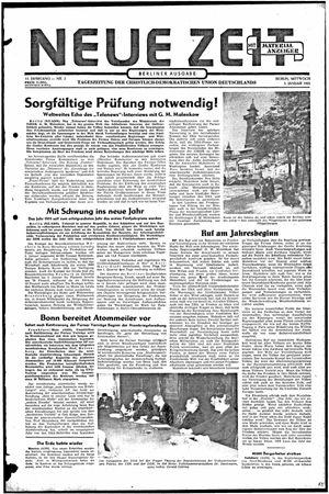 Neue Zeit Online-Archiv vom 05.01.1955
