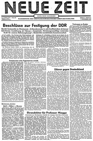 Neue Zeit Online-Archiv vom 07.12.1956