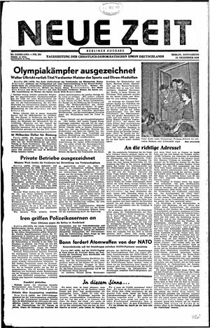 Neue Zeit Online-Archiv vom 15.12.1956