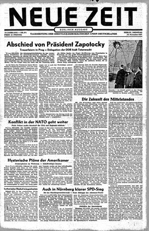 Neue Zeit Online-Archiv vom 19.11.1957