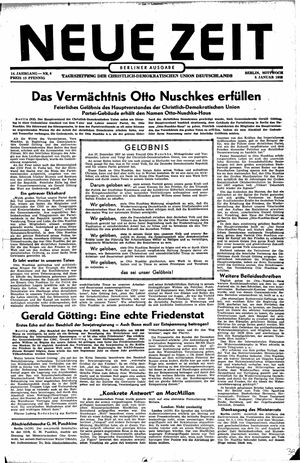 Neue Zeit Online-Archiv vom 08.01.1958