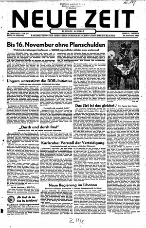 Neue Zeit Online-Archiv vom 26.09.1958