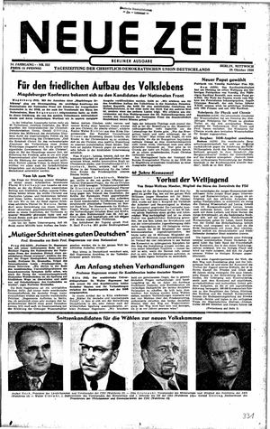 Neue Zeit Online-Archiv vom 29.10.1958
