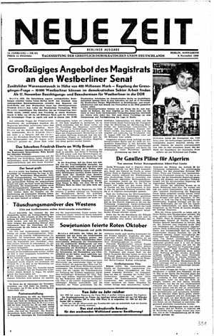 Neue Zeit Online-Archiv vom 08.11.1958