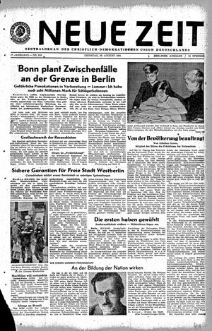 Neue Zeit Online-Archiv vom 29.08.1961