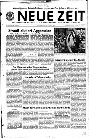Neue Zeit Online-Archiv vom 30.09.1961
