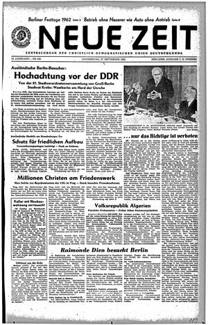 Neue Zeit Online-Archiv vom 27.09.1962
